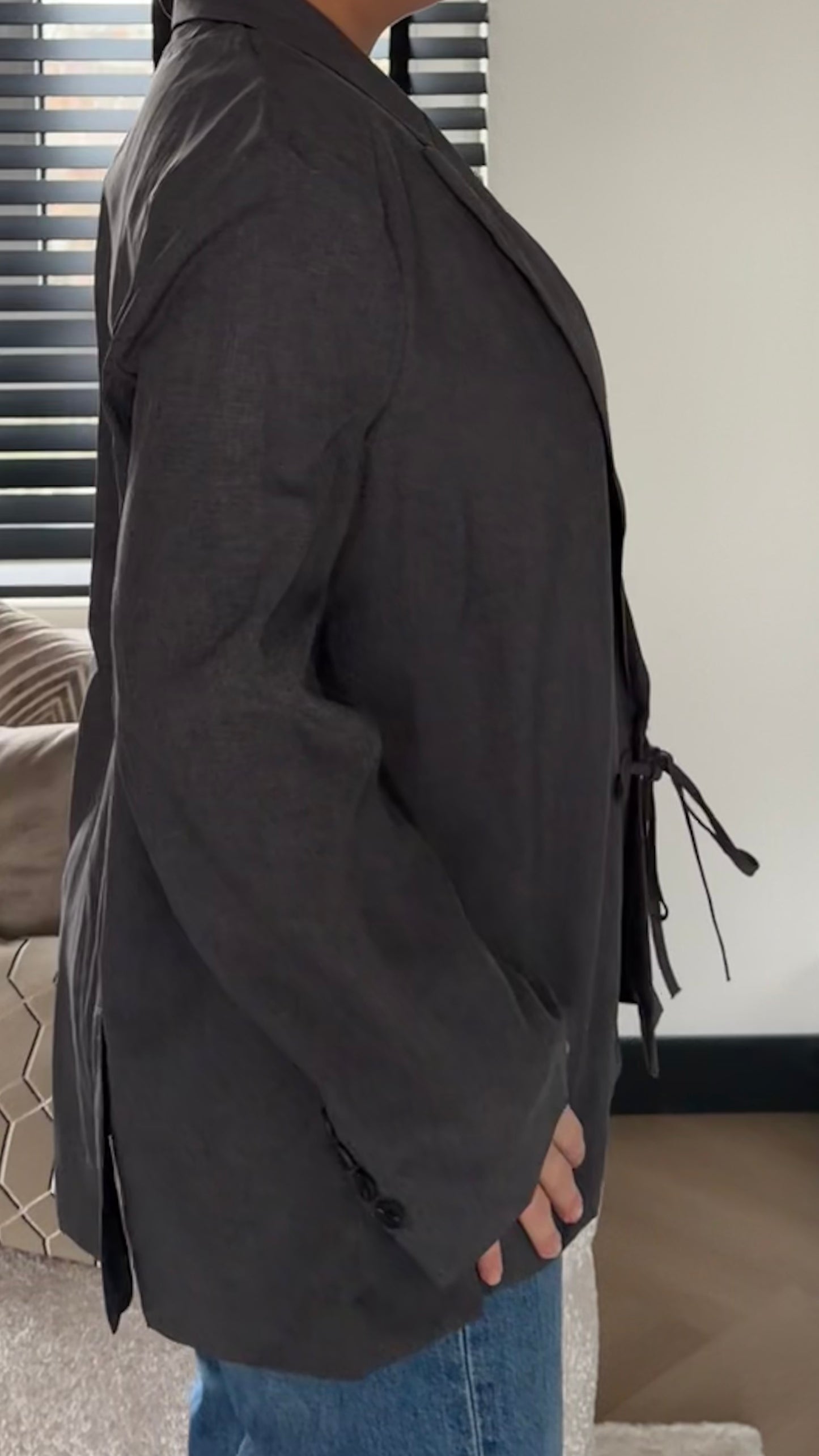 Dark Grey Tie Blazer