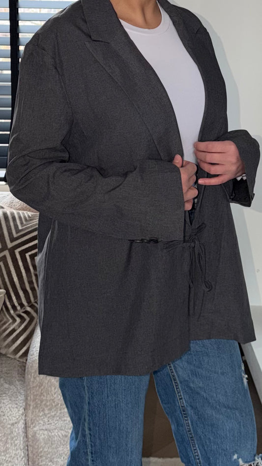Dark Grey Tie Blazer