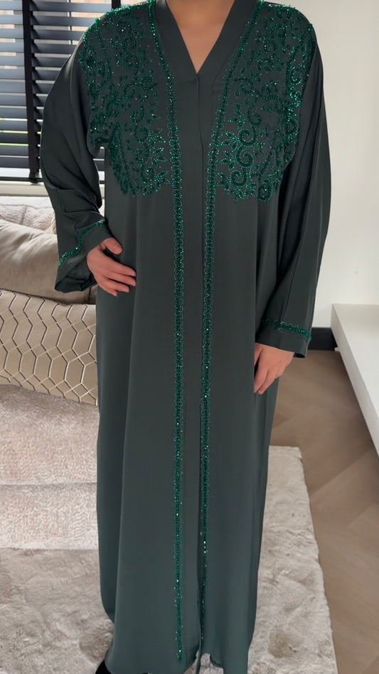 Green Embroidered Abaya