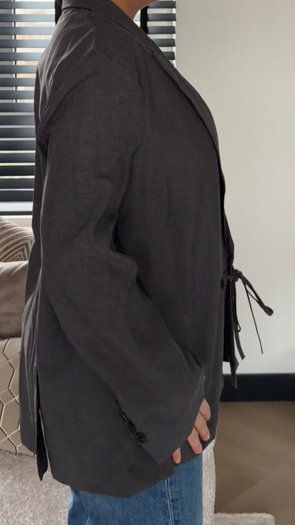 Dark Grey Tie Blazer