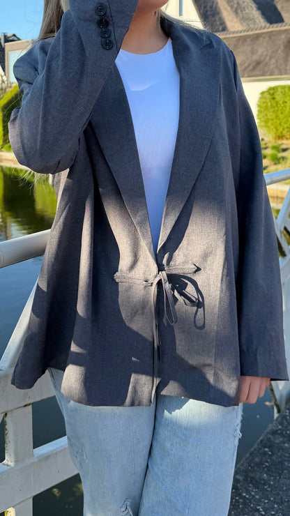 Dark Grey Tie Blazer