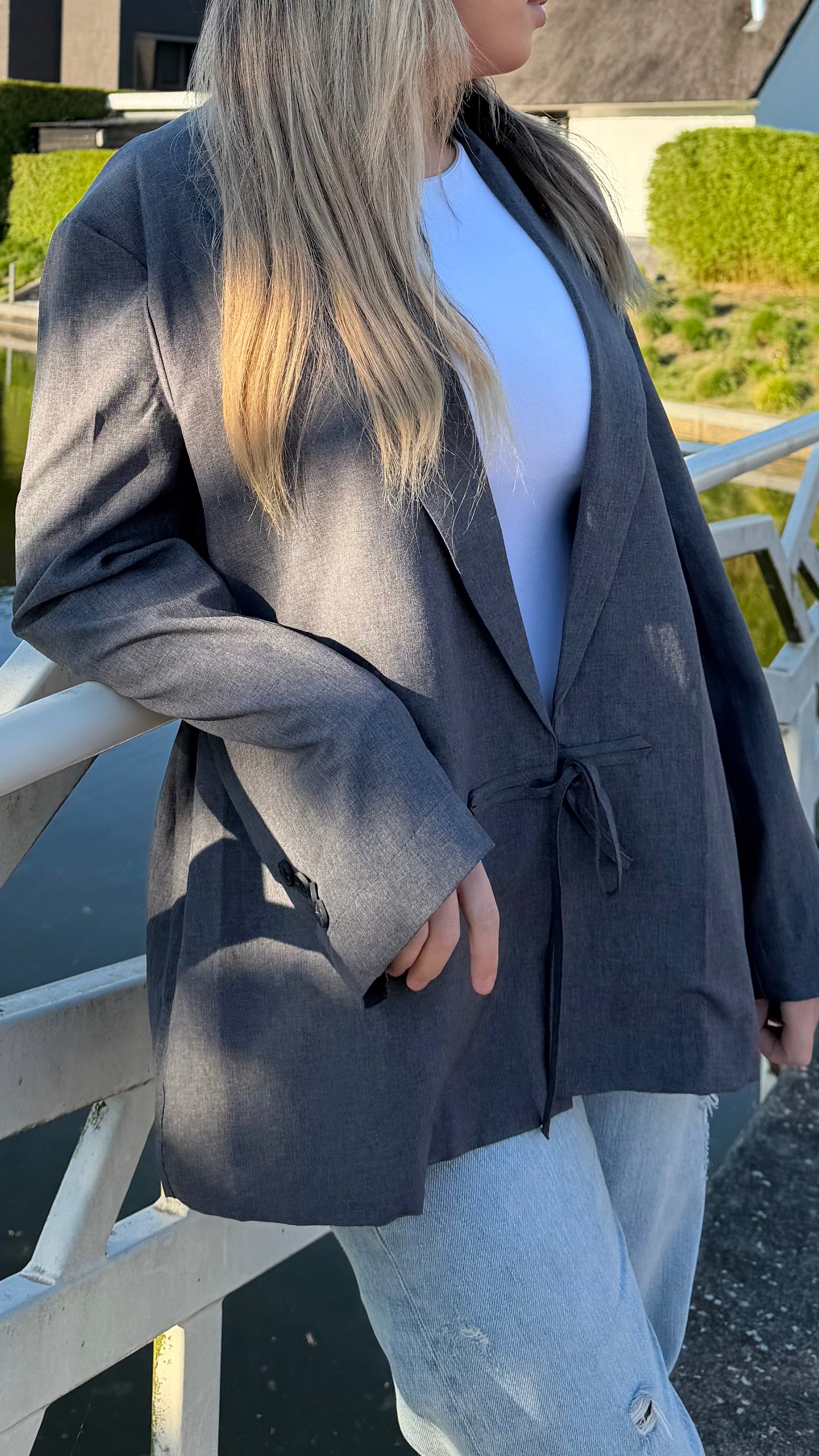 Dark Grey Tie Blazer