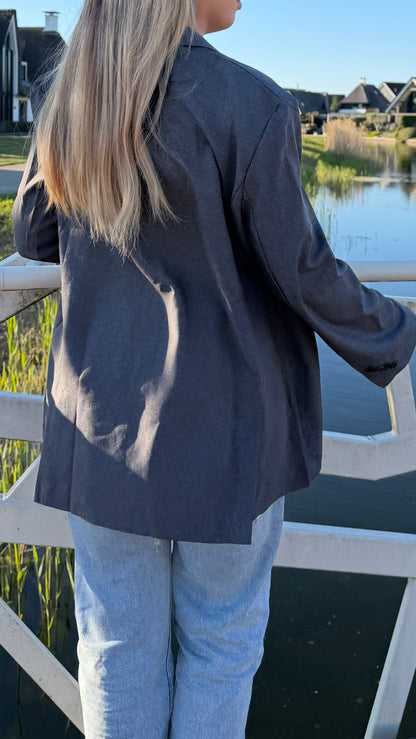 Dark Grey Tie Blazer